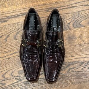 Cesare Paciotti Mens Dress Shoes Horsebit Loafer Brown Patent Leather Italy Sz 7
